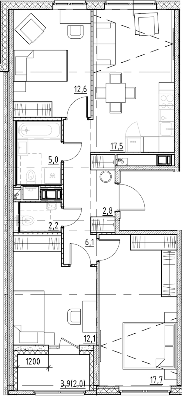 3-комнатная квартира 78 м², 5/9 эт., ЖК «Янила Форест»